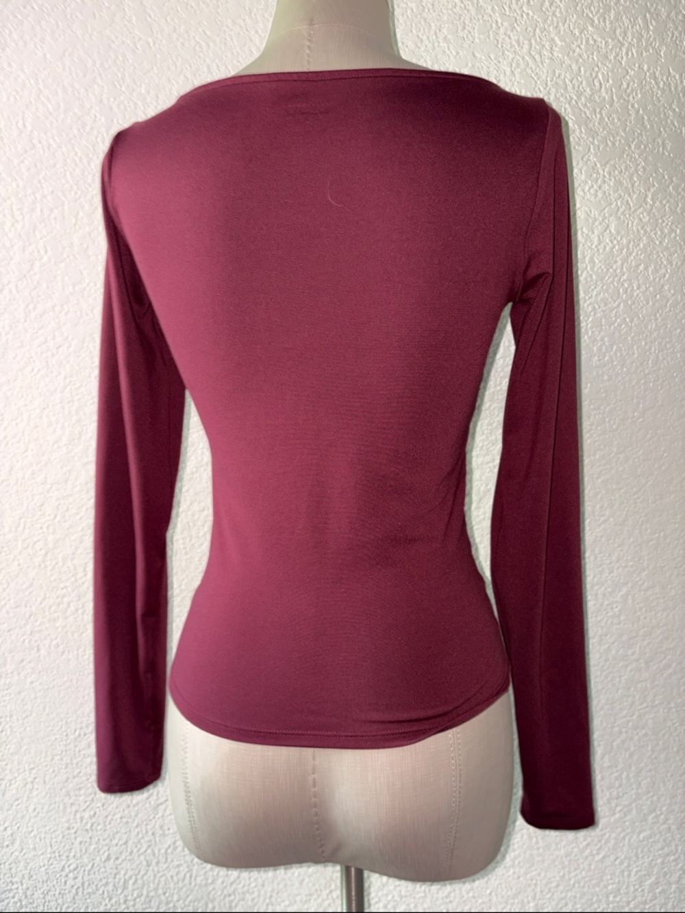 Women’s Long-Sleeve Boatneck Top - Burgundy - Picture 3 of 4